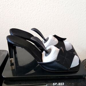 Christian Lacroix Black Satin Heel with Bow
